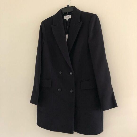 NWT REISS Dana Black Double Breasted Wool Pea Coat Size 8 - Picture 9 of 16